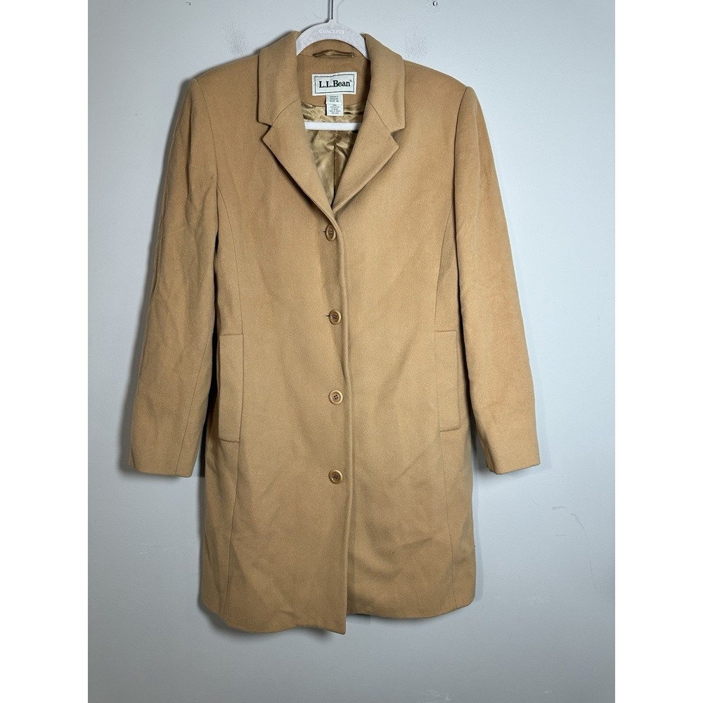 Vintage L.L. Bean Wool Cashmere Blend Town & Field Coat Camel‎ Women's Size 10